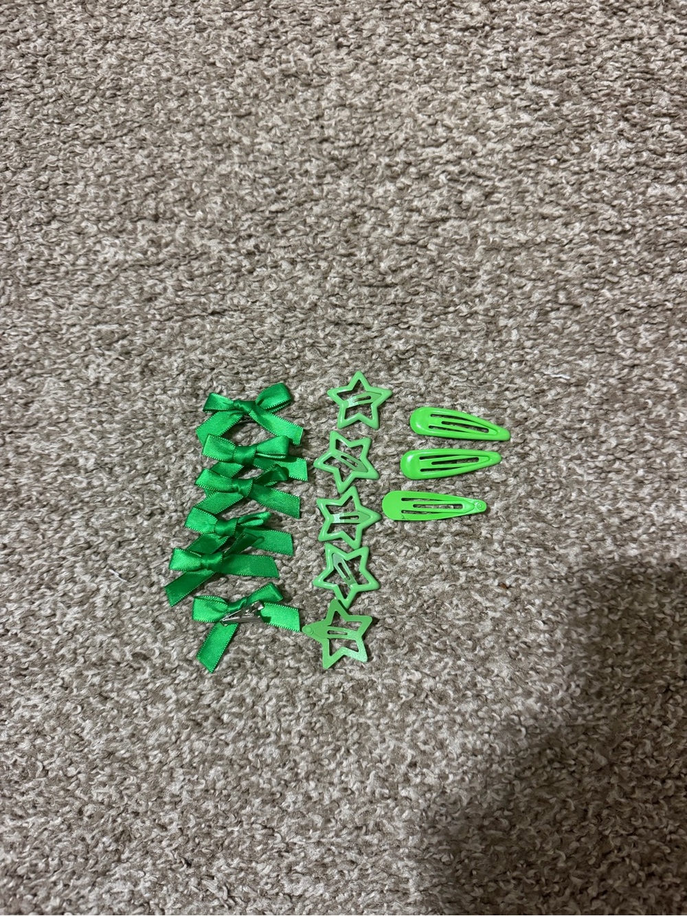 Green Hair Accessories Set - Bows, Stars & Clips